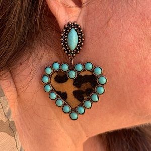 Leopard Print Heart Earrings